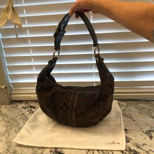 Coach signature brown canvas hobo bag